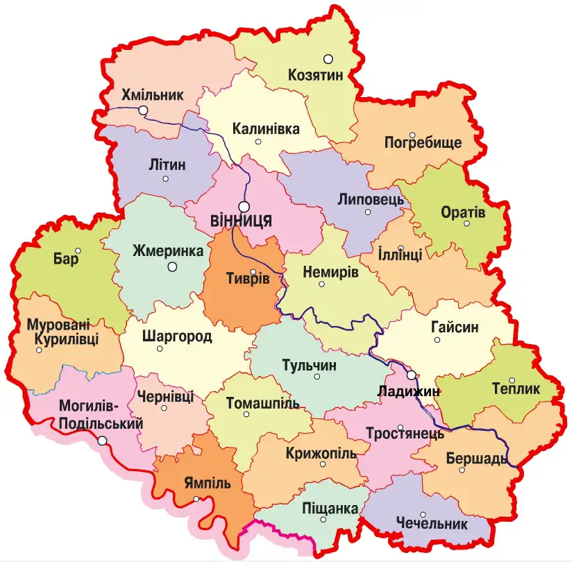 Карта Вінницької області